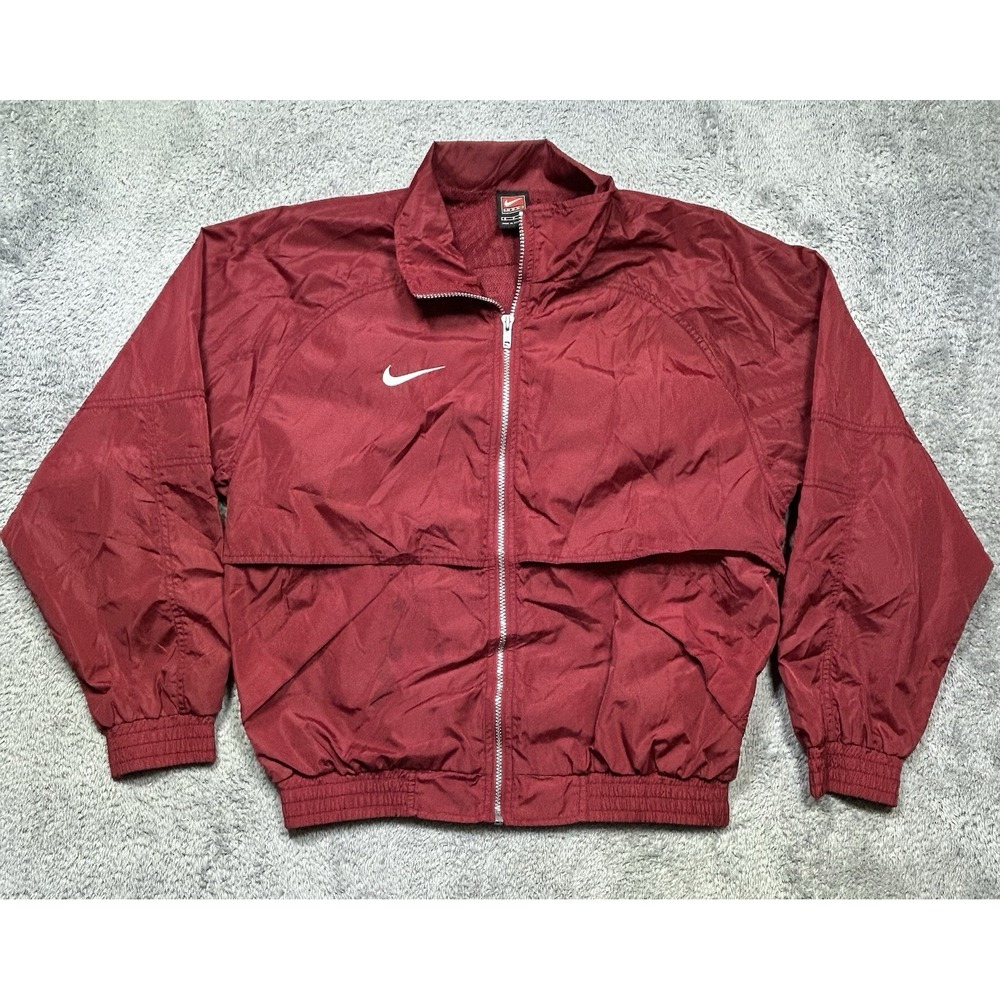 Vintage Nike Team Windbreaker Jacket Mens S Red Full Zip Track Vents Nylon SPOTS